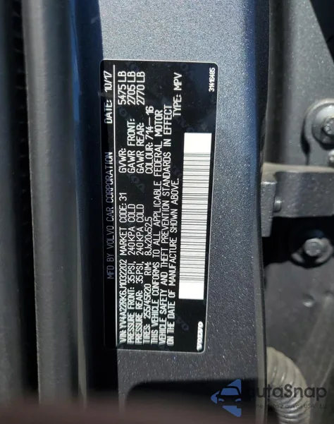 2018 Volvo Xc60 T6 Momentum из США, поврежденный, VIN YV4A22RK6J1032202